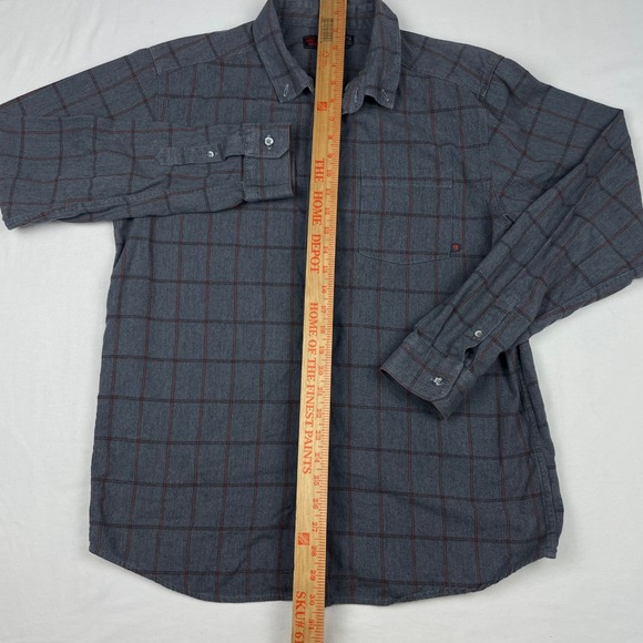 Mountain Hardwear Mens Gray Orange Grid Flannel Button Down Shirt Large L/G - Picture 4 of 7